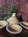 Medium patterned cooking tagine with 4 matching bowls