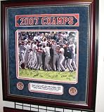 Boston Red Sox - 2007 World Series Celebration - Team Signed 16x20 Photograph with 22 Signatures - Mahogany Frame Measures 33x36