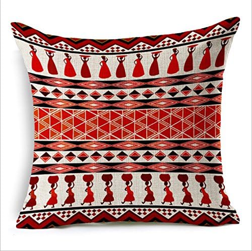 Cotton Linen Throw Pillow Case Cushion Cover Home Sofa Decorative African Style 18 X 18 Inch Pillowcase