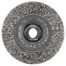 Weiler Trulock Narrow Face Wire Wheel Brush, Threaded Hole, Stainless Steel 302, Crimped Wire