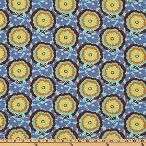 44-Wide-Amy-Butler-Soul-Blossoms-Bliss-Buttercups-Cyan-Fabric-By-The-Yard