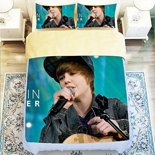 Exciting justin bieber 3 Piece 160x210cm Duvet Cover Sets 2 Pillow Cases Twin Size