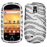 Black/ White Zebra Skin With Full Rhinestones Hard Protector Case Cover For Samsung Gravity Smart T589