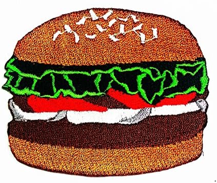 Hamburger Patch Embroidered Iron-on Fast Food Burger Souvenir Emblem.../with High Quality