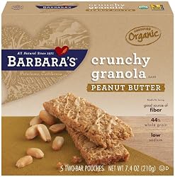 Barbara's Bakery Crunchy Organic Granola Bars Peanut Butter, 7.4-Ounce Boxes (Pack of 6)