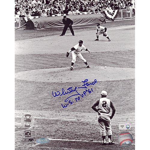 Steiner Sports MLB Whitey Ford 1961 WS Game 1 Pitching B&W Autographed 8-by-10-Inch Photograph 