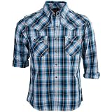 Soul Cal Long Sleeved Jackman Check Shirt - Blue - Mens
