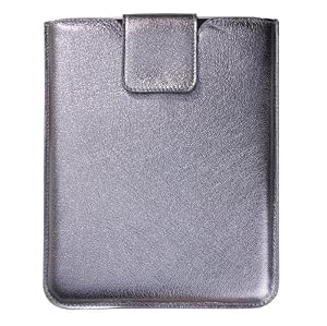 Universal iPad Protective Sleeve with Snap Closure, Genuine Goatskin Leather,Soft Lined. For iPad and iPad2.
