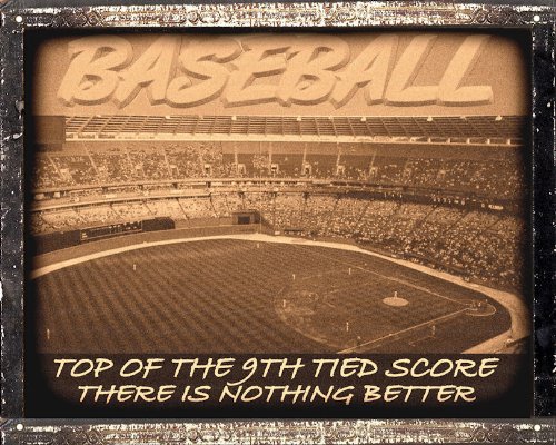 Mancave Baseball stadium sign bat glove art vintage antique / retro Wall decor