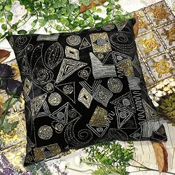 Bettino - [Egyptian Gold Filigree] Decorative Pillow Cushion / Floor Cushion (23.6 by 23.6 inches)