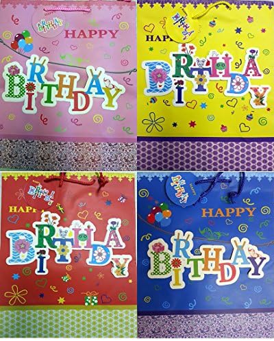 Happy Birthday Gift Bags with Pop-up Decoration, Assorted Bulk (12 Pack) (Jumbo)