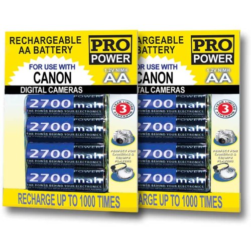 Pro Series Premium High Capacity AA 2700 mAh Rechargeable Ni-MH Battery 8-PACK