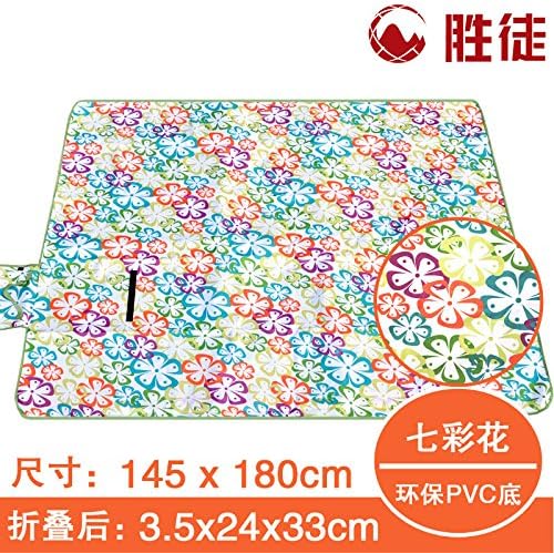 XZ Outdoor Oxford cloth waterproof picnic cushion padded beach mat portable camping mat,Colorful flowers,145x180cm
