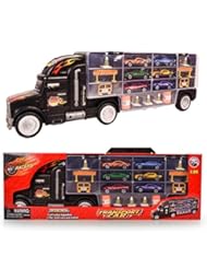 Toy: Long Carrier Truck Toy Car Transporter Includes 6 Metal Cars & 28 Slots - Chipim