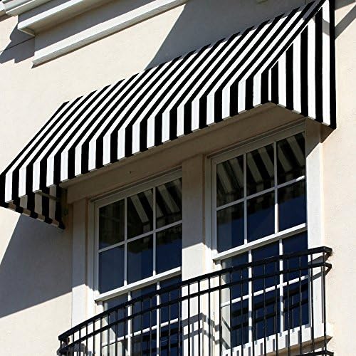 Awntech 5-Feet New Yorker Window/Entry Awning, 18-Inch Height by 36-Inch Diameter, Black/White