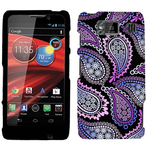 Motorola Droid Razr Maxx HD Pink Purple Paisley on Black Phone Case