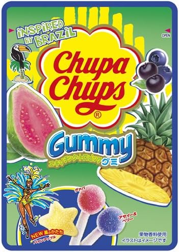 CHUPA CHUPS Gummy Candy Exotic Tropical Mix: Guava, Pineapple, Acai 80g x 10 bags from Japan
