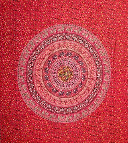 Wild Lotus Mandala Tapestry Red Twin Size