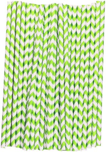 Chevron Paper Straws (Lime Green and White, 25)
