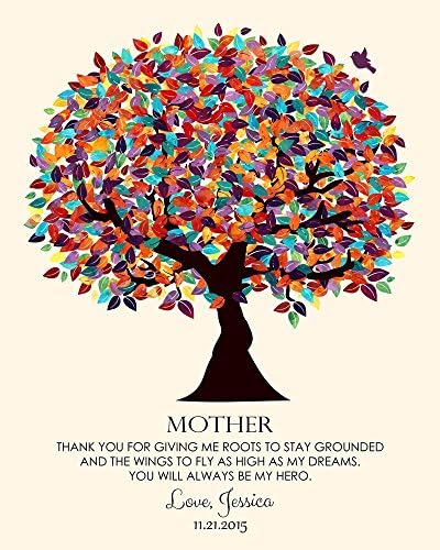 8x10 Unframed Gift For Mother Roots Grounded Wings Fly Personalized Gift For Mom For Mother's Day or Birthday Colorful Fruit Wedding Tree Birthday Thank You Custom Art Print