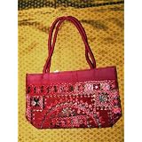 Designer Handbag Maroon Banjara Mirrors Designer Purse