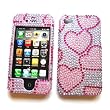 Apple iPhone 4 & 4S Snap-on Protector Hard Case Rhinestone Cover "Pink Love" Design
