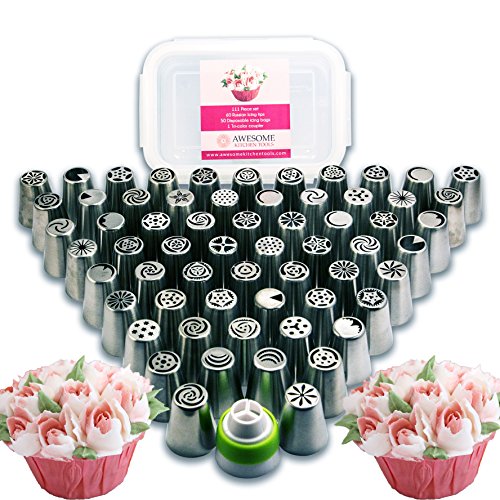 Bentrist russian piping tips set 112 pc - 60 cake icing…