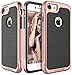 iPhone 7 Case, E LV iPhone 7 - Hybrid [Scratch/Dust Proof] Armor Defender Slim Shock-Absorption Bumper Case for Apple iPhone 7 - [BLACK/ROSE GOLD]