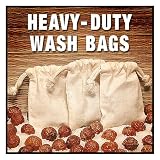 NaturOli Soap Nuts Wash Bags (Set of 3) Large, Extra-heavy-duty, Muslin, Double-Draw. UNPRINTED! No inks to come off in your wash.