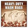 NaturOli Soap Nuts Wash Bags (Set of 3) Large, Extra Heavy-Duty, Muslin, Double-Draw. UNPRINTED! No inks to come off in your wash.