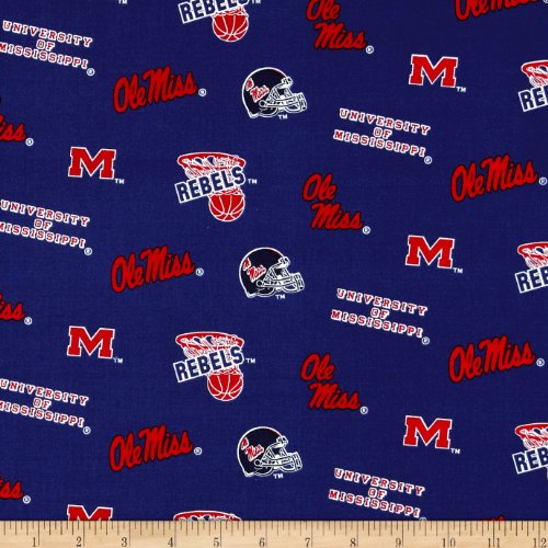 Collegiate Cotton Broadcloth University of Mississippi Fabric By The Yard