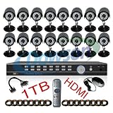 CCTV Surveillance Video System 1000GB HDD 16 Channel DVR Cameras Complete System with 16 Color Sharp CCD 36 IR Day/Night Indoor/Outdoor Security Cameras and 16x 60ft Siamese Cables and Power Adapter Units included! Internet Access and Smartphone & 3G Mobile Phone Live View!