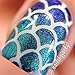Whats Up Nails - Scales Mermaid Vinyl Stencils for Nail Art Design (1 Sheet, 12 Stencils)