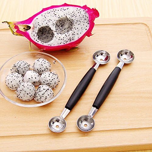 Ainest New Stainless Steel Cook Dual Double Melon Baller Ice Cream Scoop Fruit Spoon