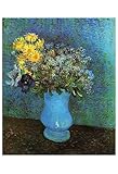 IMAGE OF Vase with Lilacs, Daisies and Anemone HIGH QUALITY CANVAS Print With Light Added BRUSHSTROKES Vincent Van Gogh 13x19