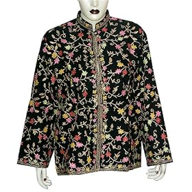 Fashion Jacket - Ladies Outerwear Vests Wool Fabric with Embroidery Size S M by ShalinCraft