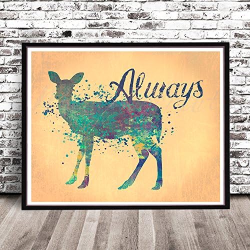 ALWAYS, HARRY POTTER, DOE PATRONUS Watercolor Styled PRINT by MeiFlowerArt (Small 8.5" x 11") silhouette painting, poster, Illustration, drawing, wall decor art work