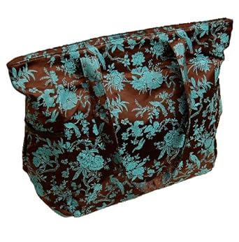 Indigenie Vibrant Brown Blue Nature Pattern Large Handbag Tote Travel Purse