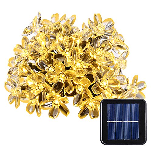 Qedertek fairy blossom flower solar string lights, 21ft 50 led ch…