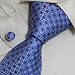 Blue Pattern Neck Ties Grey Gifts for Him Italian Style Silk Ties Cuff Links Set 8030