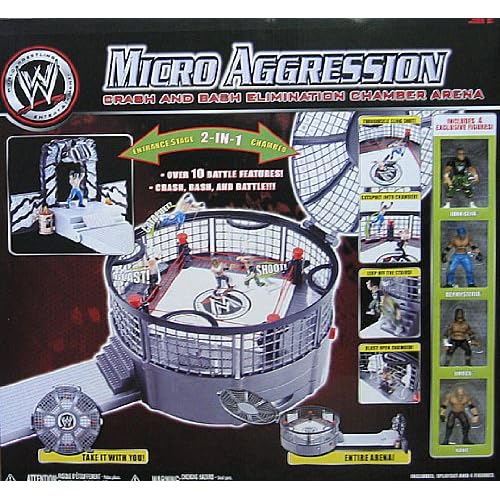MICRO AGGRESSION ELIMINATION CHAMBER PLAYSET WWE TOY WRESTLING RING