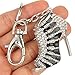 EVER FAITH® Silver-Tone Sexy High Heel Austrian Crystal Black Enamel Keychain