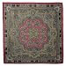 100% Satin Charmeuse Silk Geometric Floral Pattern Pink Brown Square Scarf - Pink