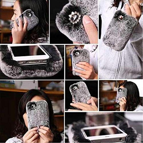 Samsung Galaxy Note 3 Case, Feymer™ Bling 3D Diamond Crystal Tiny Bow Bowknot Fluffy Rex Rabbit Fur Case Cover Soft Crystal Shell for Samsung Galaxy Note 3 (Red)