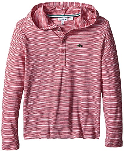 Lacoste Little Boys' Long Sleeve Henley Striped Hooded Tee Shirt Lacoste Little Boys' Long Sleeve Henley Striped Hooded Tee Shirt
