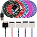 UNISAME [Pack of 5Pcs] Premium 3Ft 1Meter Rugged Nylon Braided 30 Pin USB Charging & Sync Data Cable Charger Cord for iPhone 4 4S 3GS 3G, iPad 2, iPad 3, iPod Touch 1/2/3/4 (Black/ Red/ Blue/ Purple/ Hot Pink)