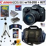 Canon EOS 50D 15.1MP Digital SLR Camera with EF-S 18-200mm f/3.5-5.6 IS Standard Zoom Lens + 8GB Deluxe Accessory Kit