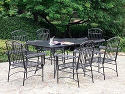7pc Outdoor Tropico Iron Patio Dining Set : Black