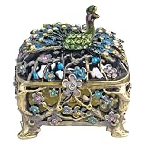 Peacock Shaped Jewelry Trinket Box in Czech Preciosa Crystals