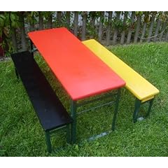 Kinderbank / Kindertisch Kinder Festzeltgarnitur # Oberfl�chenfarbe: schwarz rot "gold" # Bierzeltgarnitur Kinder-Festzeltgarnitur - Kinder-Bierzeltgarnitur